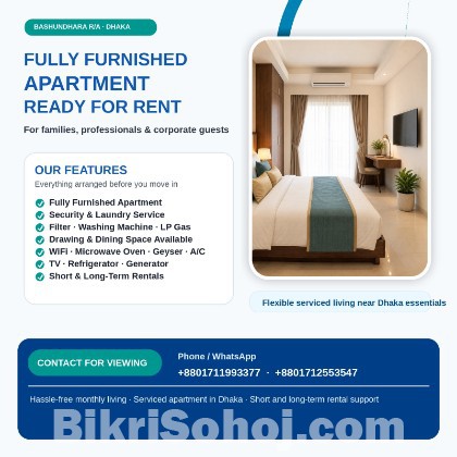 Fully Furnished 2-Bedroom Serviced Apartment for Rent